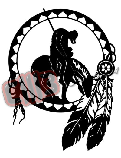 Dream Catcher Native American on Horse Shield Wall Art DXF File