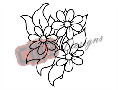 Flowers Bloom Outline Wall Art DXF File Design