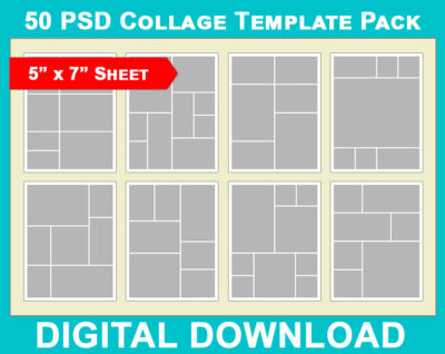 50 5"x7" Photo Album Photoshop Template Pack